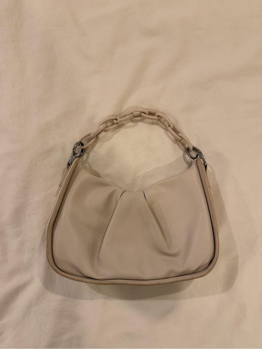 Cream Chain-Handle Hobo Bag